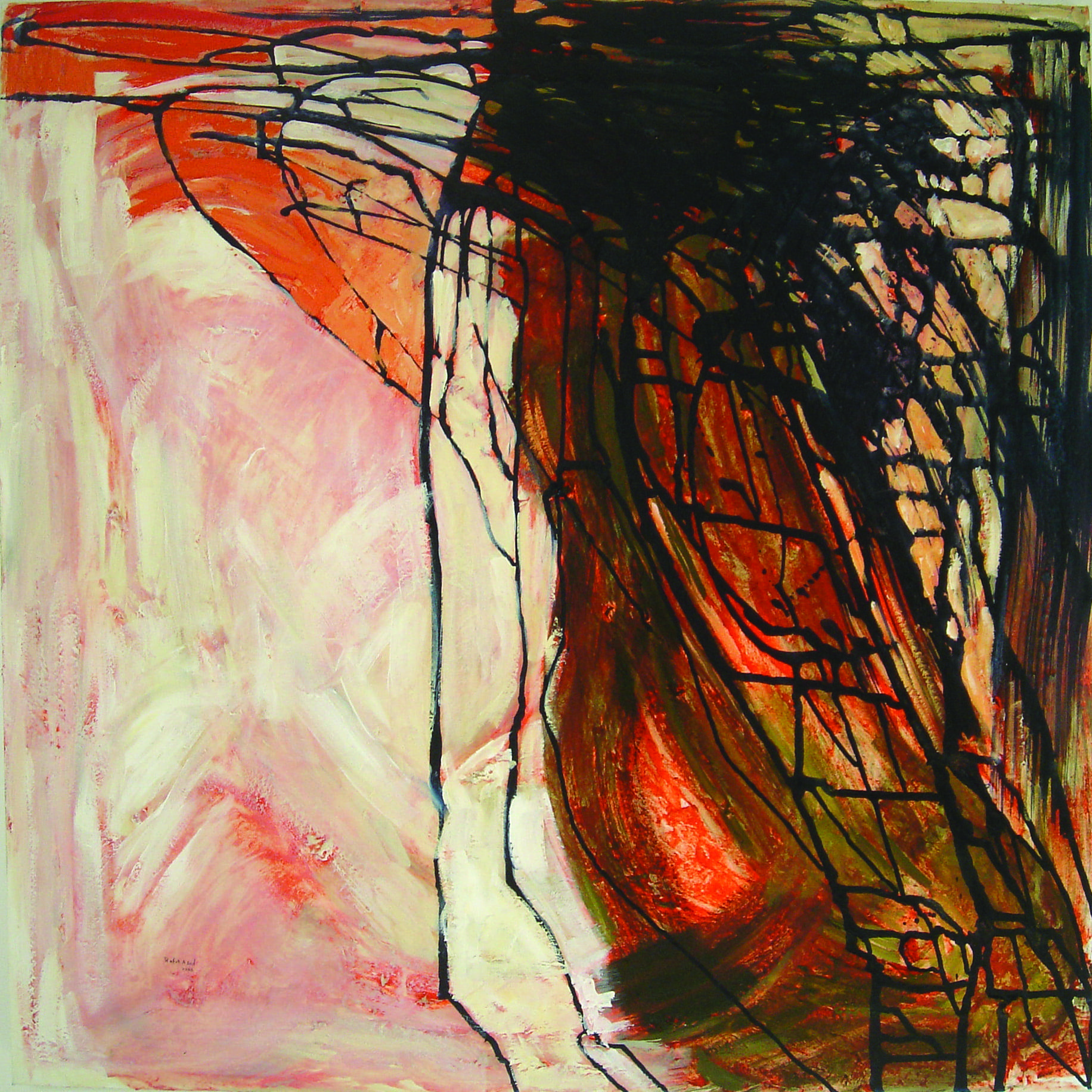 "Map". Acrylic on Canvas - 100 X 100 cm, 2006. [Rafat Asad]