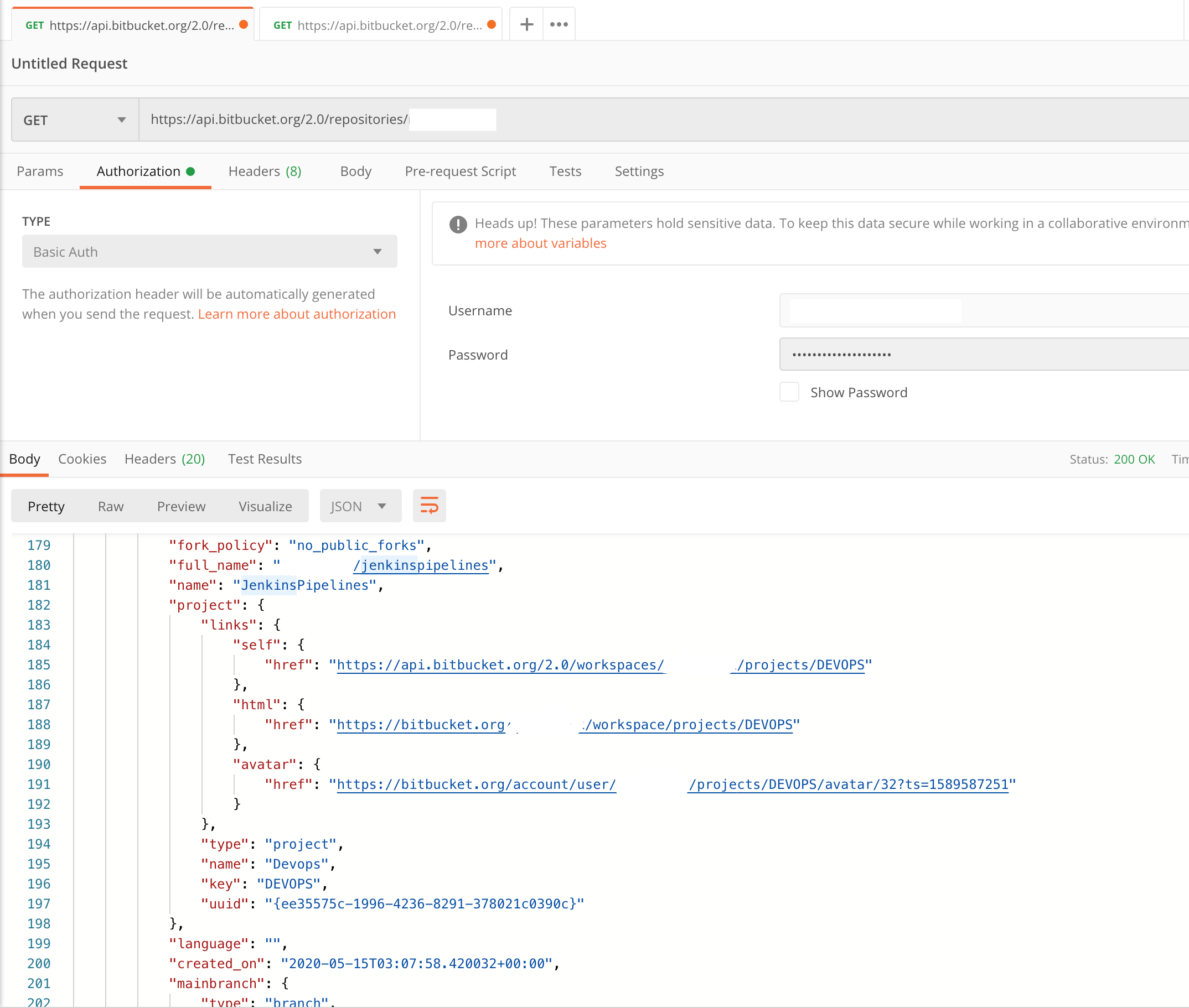 BitBucket List All Repositories using REST API DevOps