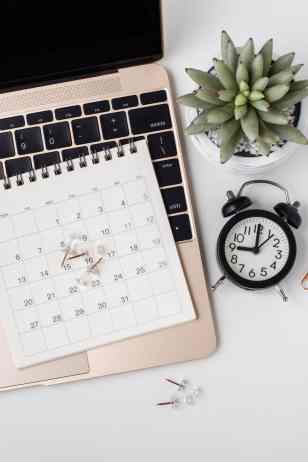 computer, calendar, clock