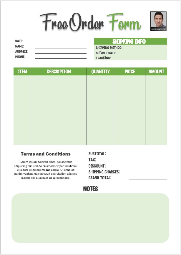 Free Order Form 04