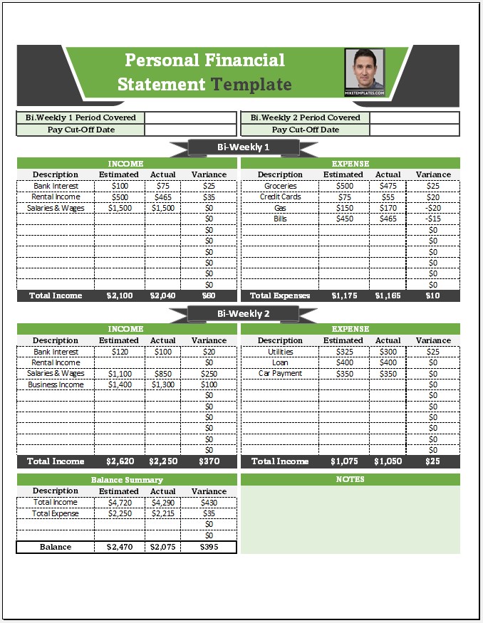 Personal Financial Statement Template 01.....