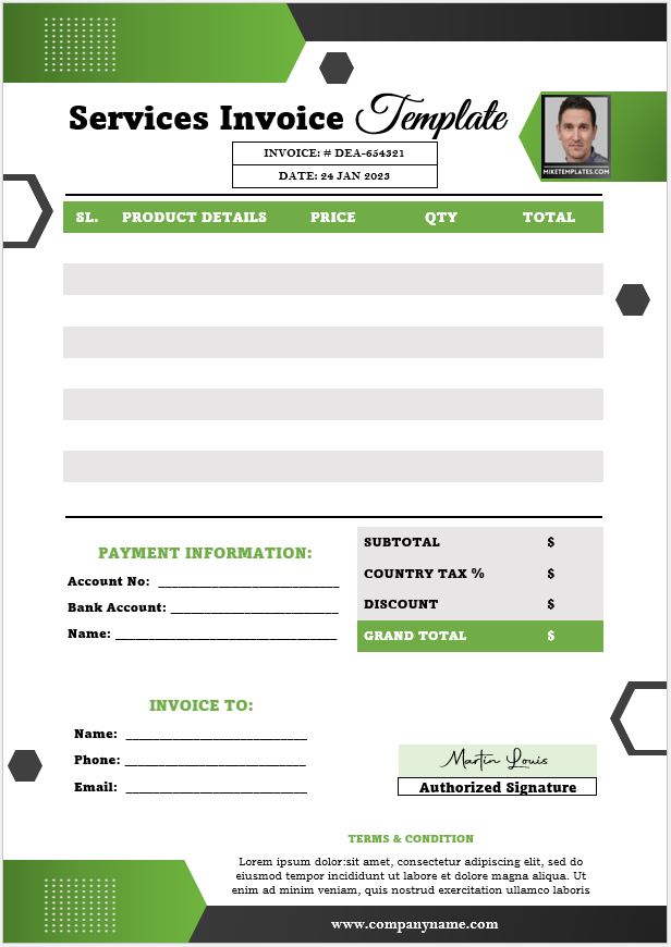 Services Invoice Template 01....