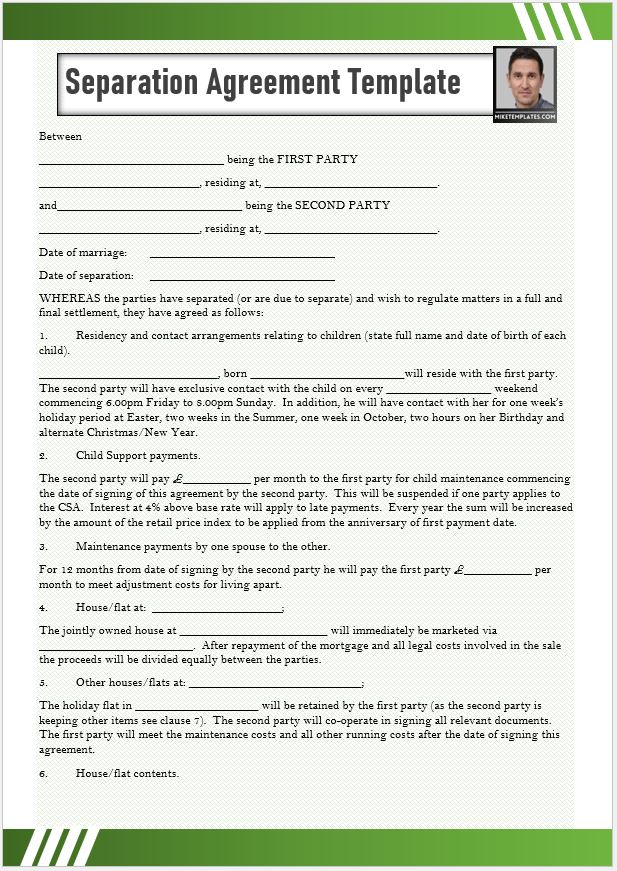 Separation Agreement Template 01....