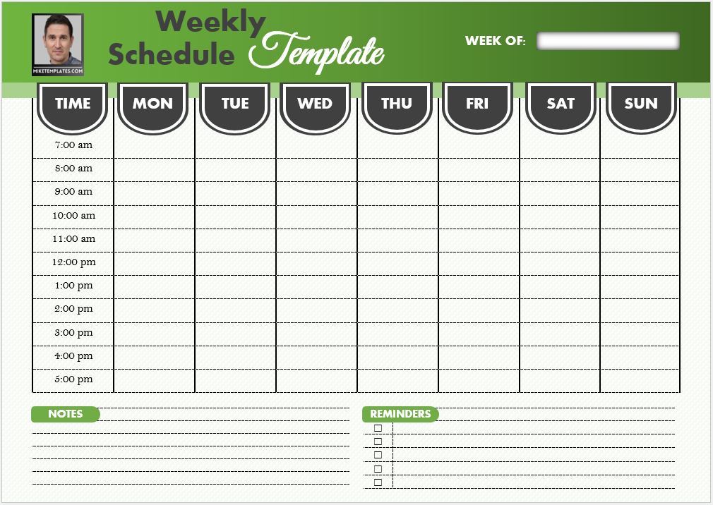 Weekly Schedule Template