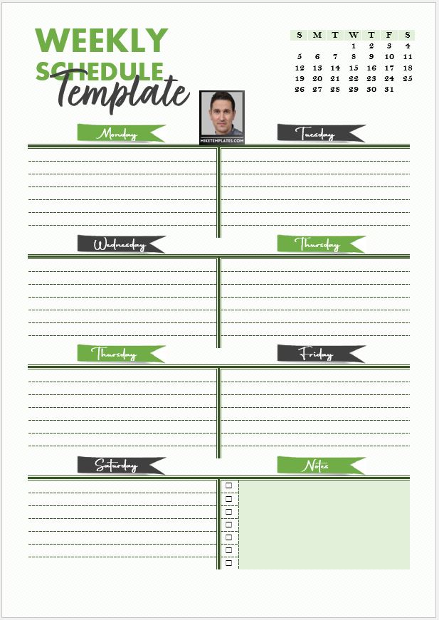 Weekly Schedule Template