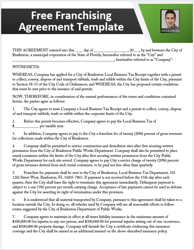 Franchising Agreement Templates - Mike's Templates free-printable-franchise-agreement-templates-word-pdf-master-sample