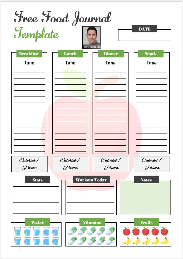 Free Food Journal Template 02...