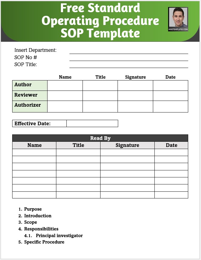 Free Standard Operating Procedure SOP Template 02....