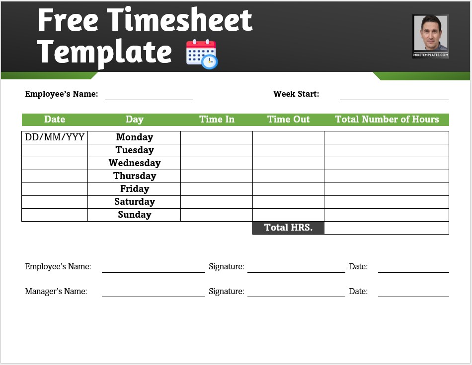 Free Timesheet Template 01....