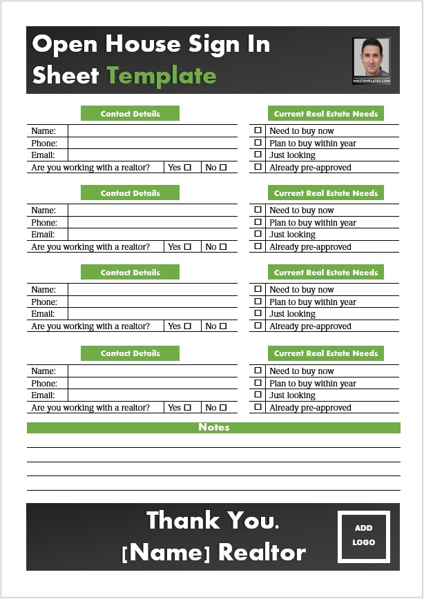 Open House Sign In Sheet Template 02