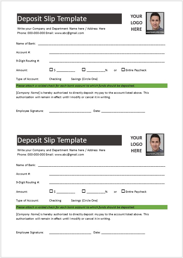 Deposit Slip Template 01