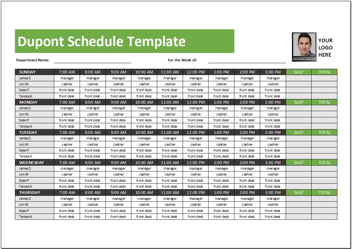 Dupont Schedule Template 06