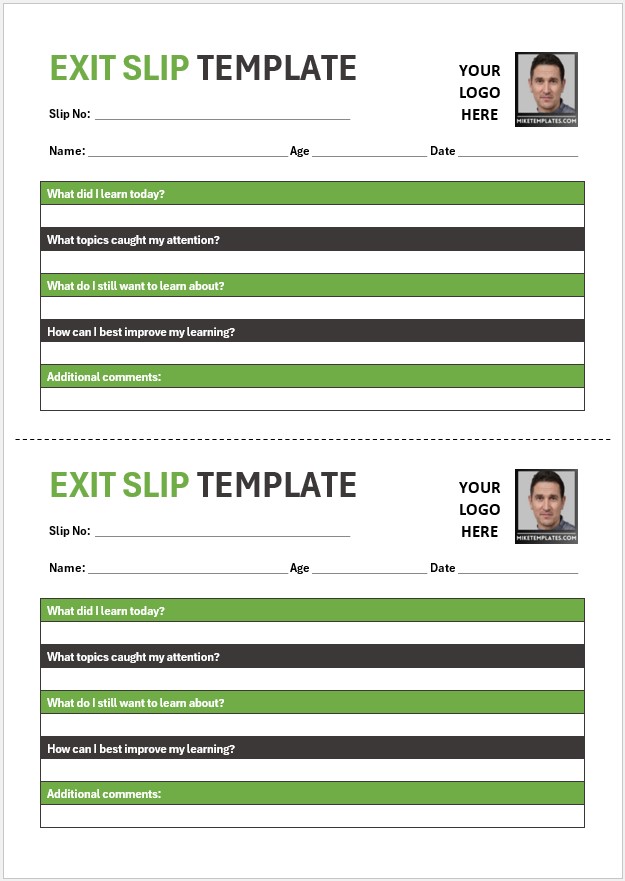 Exit Slip Template 01