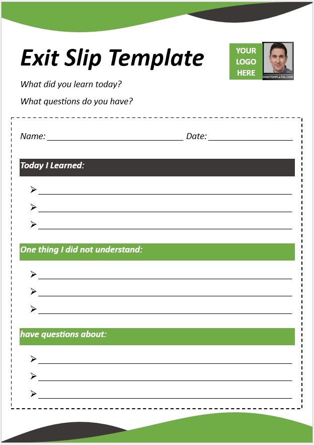 Exit Slip Template 05