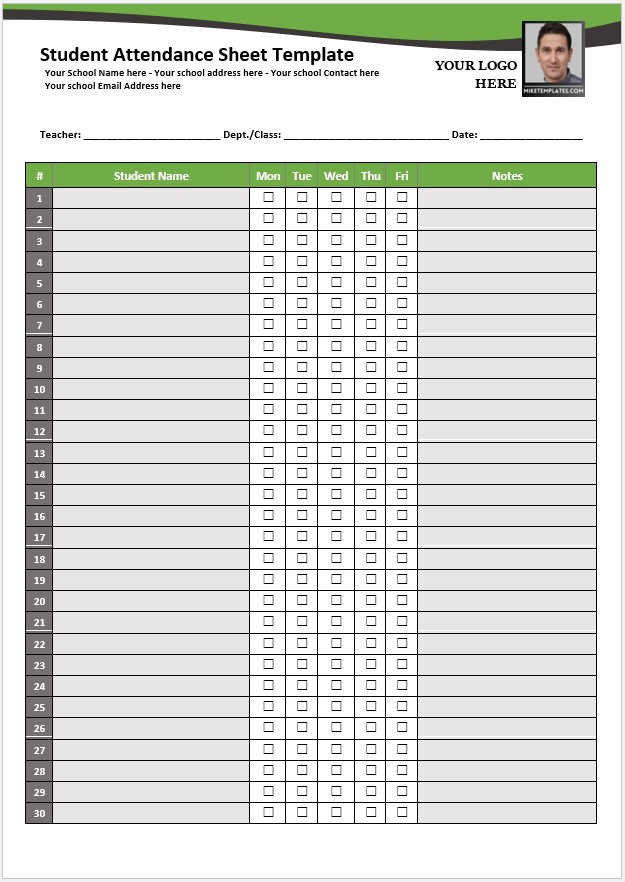 Student Attendance Sheet Template 04
