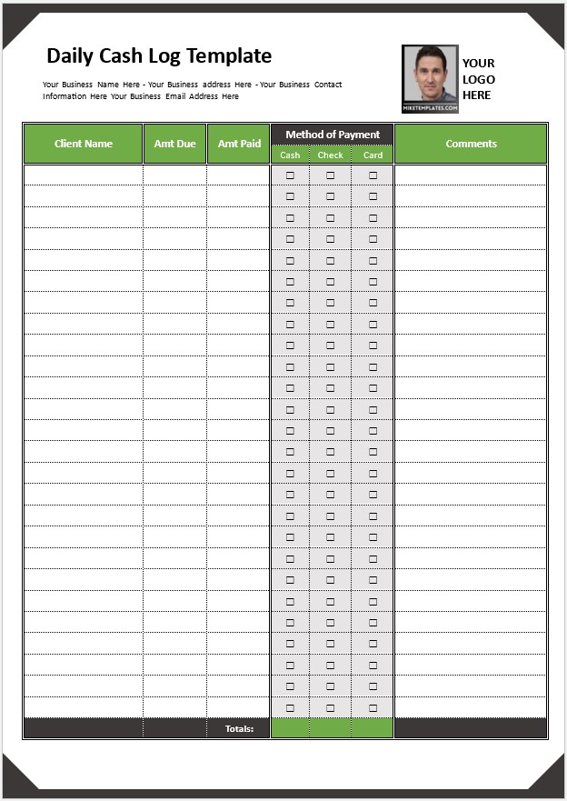 Daily Cash Log Template 05