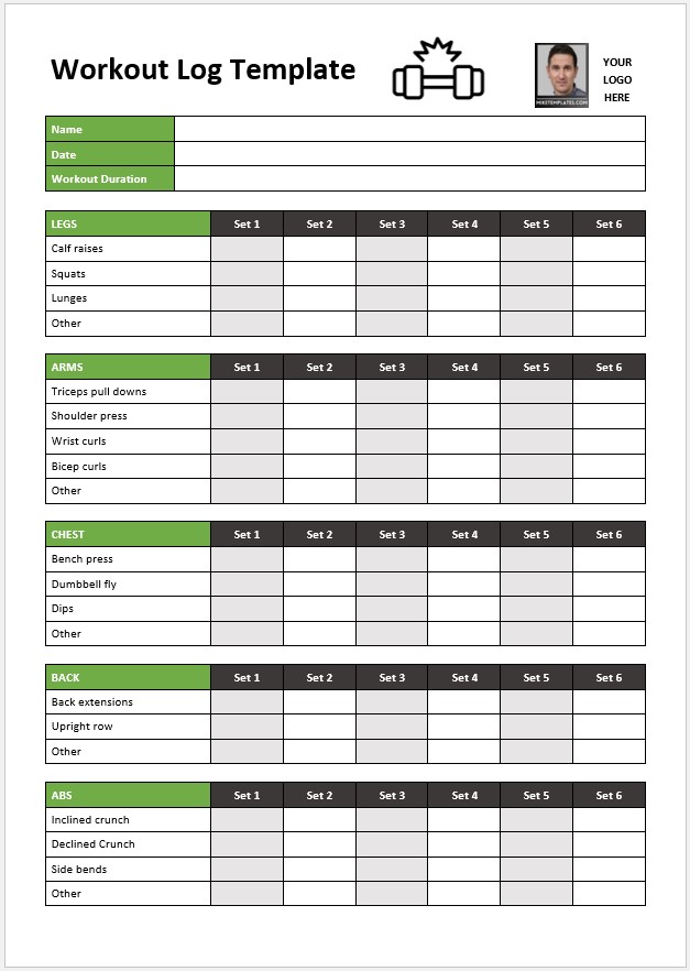 Workout Log Template 06