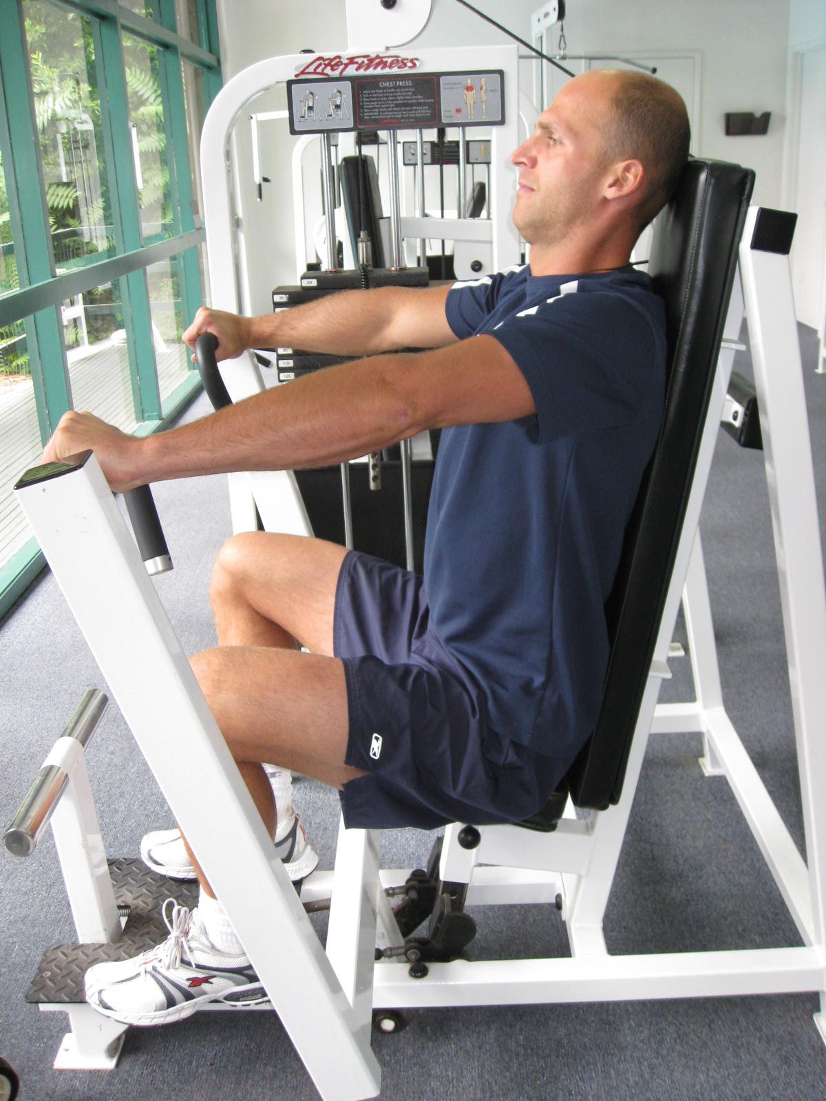 Weight machine circuit gym workout upper body chest press seated row overhead press lat pull down bicep curl triceps extension lower body leg extension leg curl inside thigh (adduction machine) outside thigh (abduction machine) leg press calf raise break the upper and lower body circuits into two different workouts done on two different days. Workout plan #1 - simple, effective and safe all-body ...