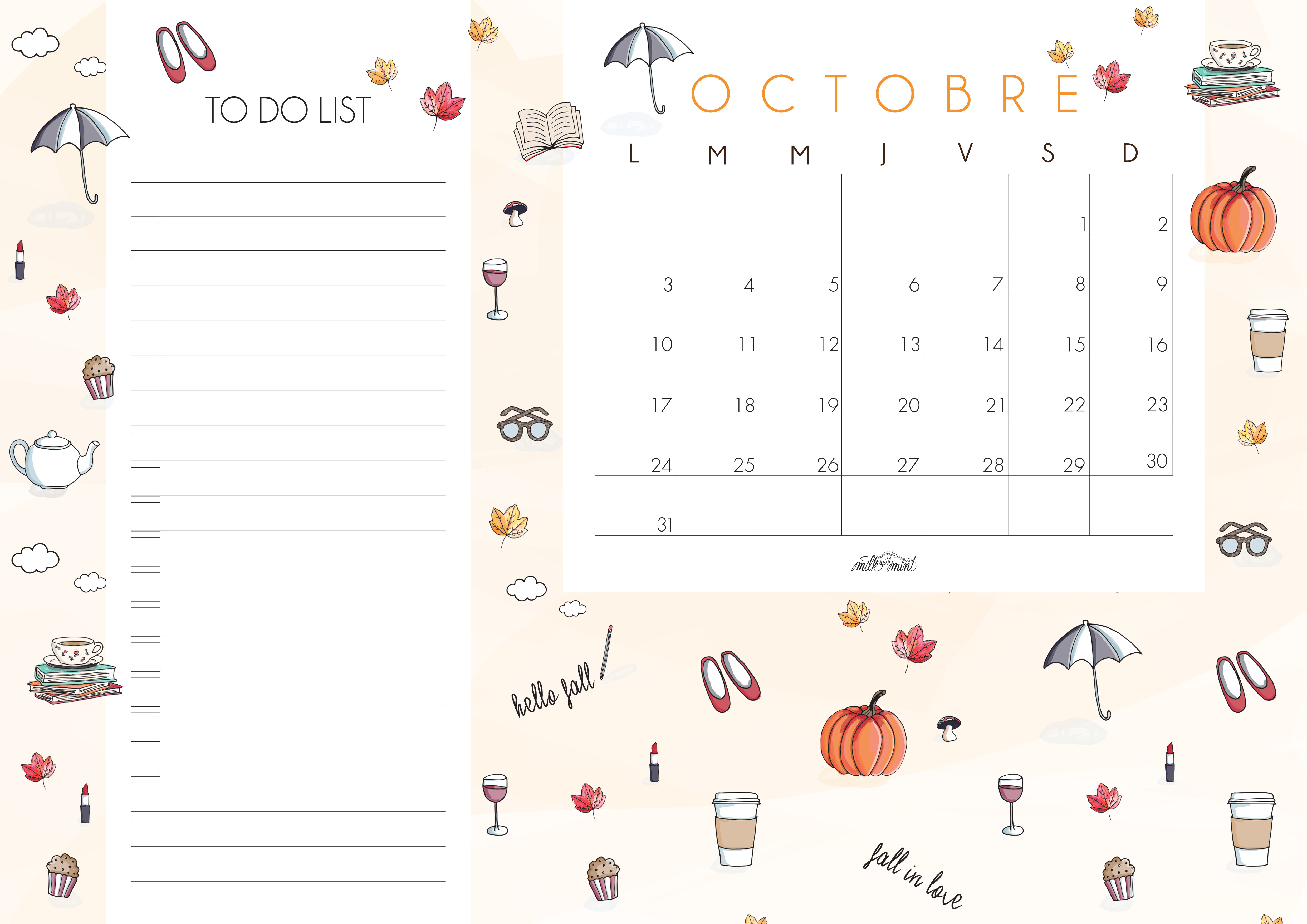 Calendrier D Octobre Milk With Mint