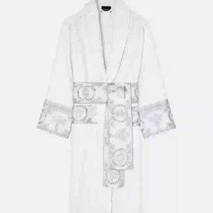 Versace Embroidered Rib White Robe