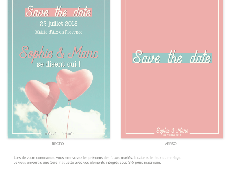 Save the Date, faire-part de mariage personnalisable