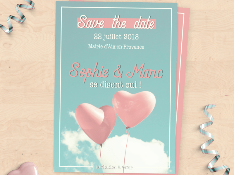 "Save the Date" ballons en cœur