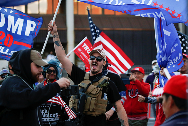Supporters of President Donald Trump protesting in front of the Maricopa County Tabulation and Election Center