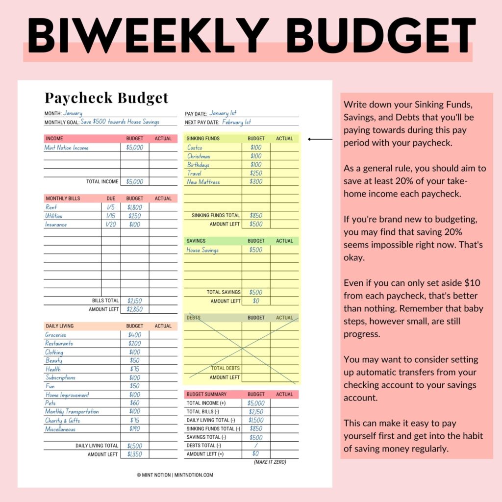 Paycheck Budget Template