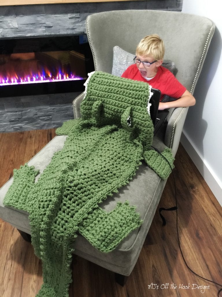 Get the free crochet pattern here! Alligator And Dinosaur Crochet Blankets Mj S Off The Hook Designs