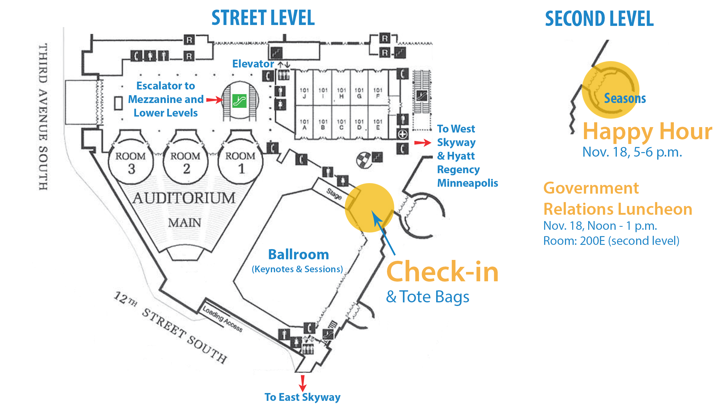 Room Ballroom Street Level View Map Session Map Levels One Two 