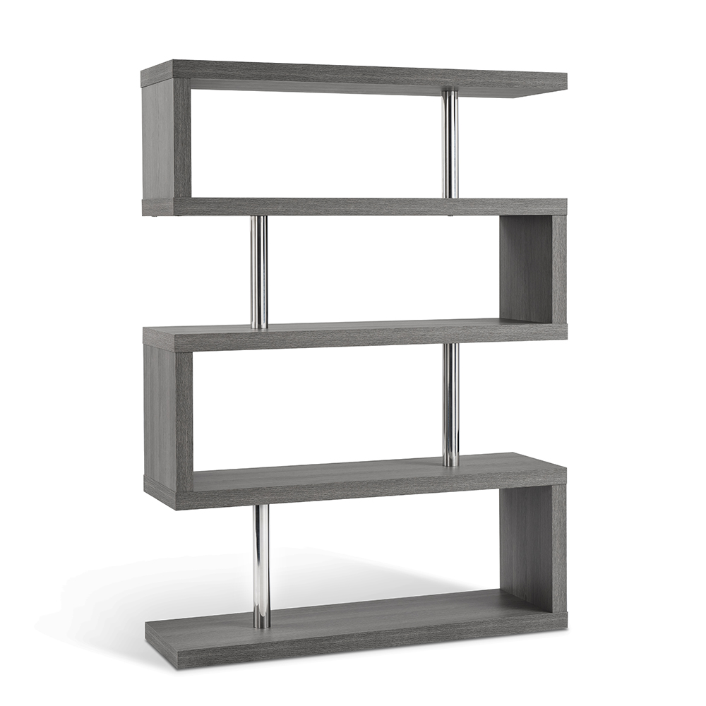 billboard book shelf 　ミッドグレー Modern Grey Geo Met Oak Bookcase - Mobler Furniture Edmonton