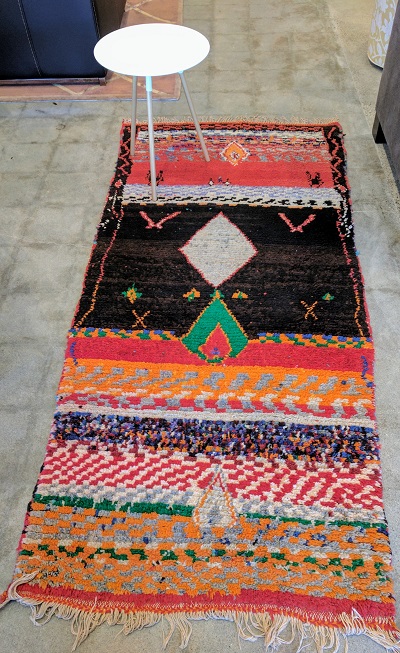 **ITEM NOW SOLD** Moroccan ' Boujad' rug, hand knotted. 3'1" x 6'9" Original List: $2500.- Modele's Price: 550.-