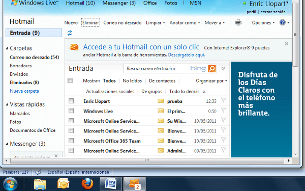 Hotmail En Barra De Tareas Con Internet Explorer 9