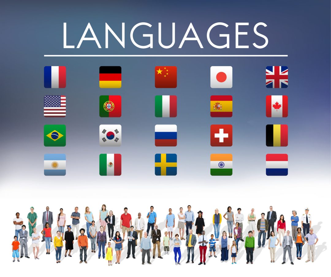 International Languages Flag Display Concept