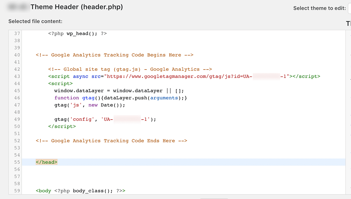 So we create a file in which we place the ga tracking code, then enqueue the file via wp_enqueue_script(); How To Add Google Analytics To Wordpress Without A Plugin