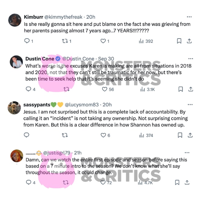 Karen Huger gets called out on X