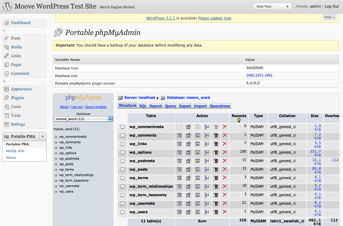Daarom heb je een wordpress databaseplugin nodig. Portable phpadmin for WordPress - Moove Agency