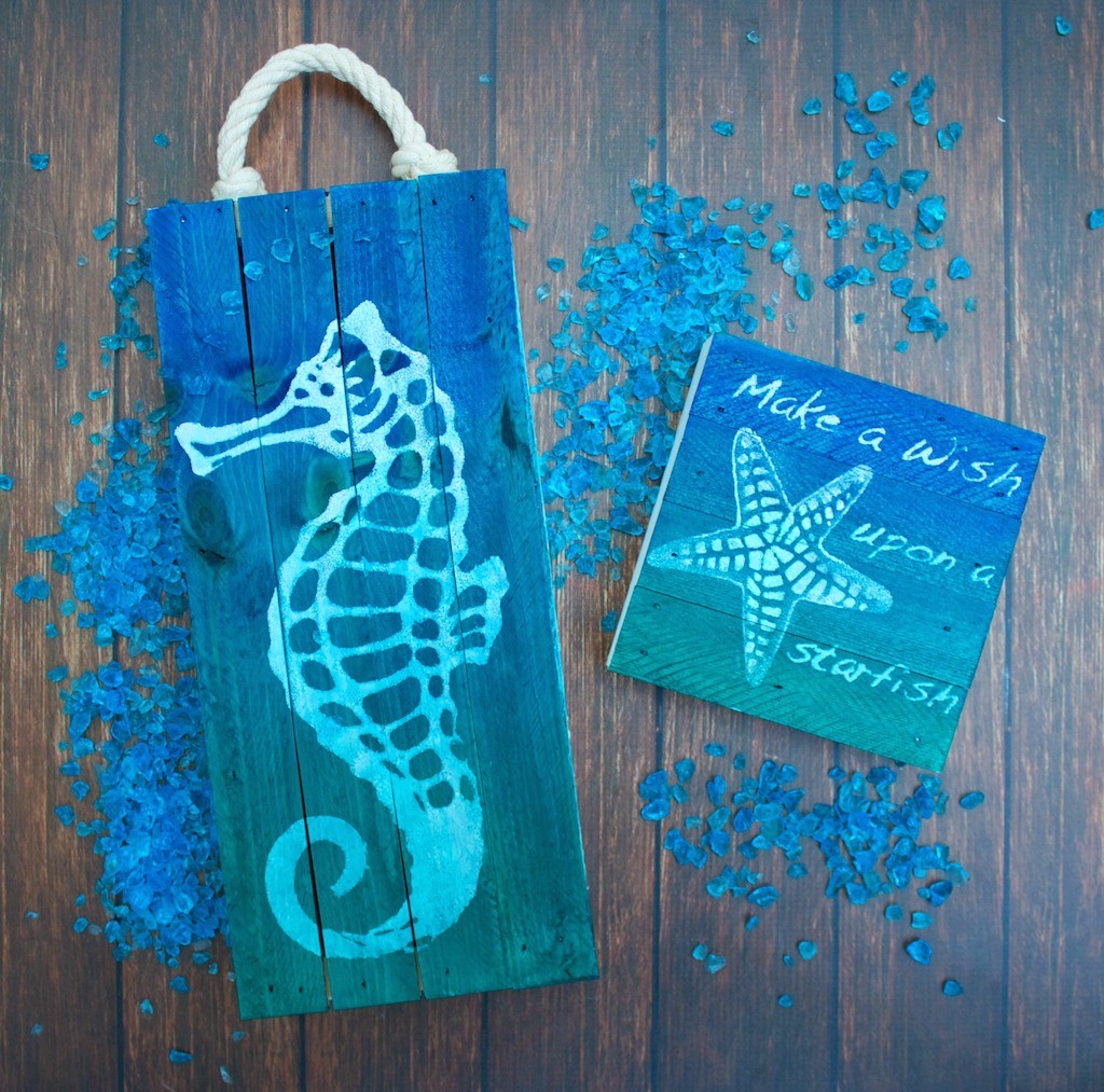 coastal wall art tutorial with free stencil downloads morena s corner
