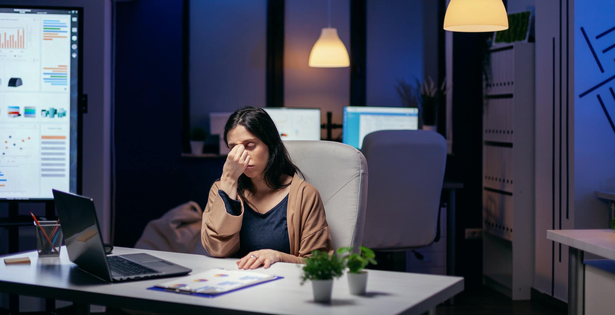 Portrait of of stressed at work