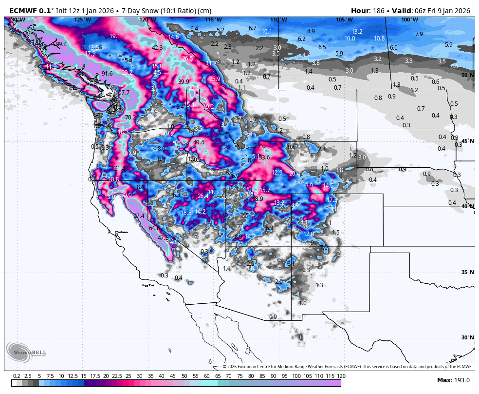 Weekly North America Forecast January 2nd 2026 A Big Week Ahead As 7 Day Snowfall 1 
