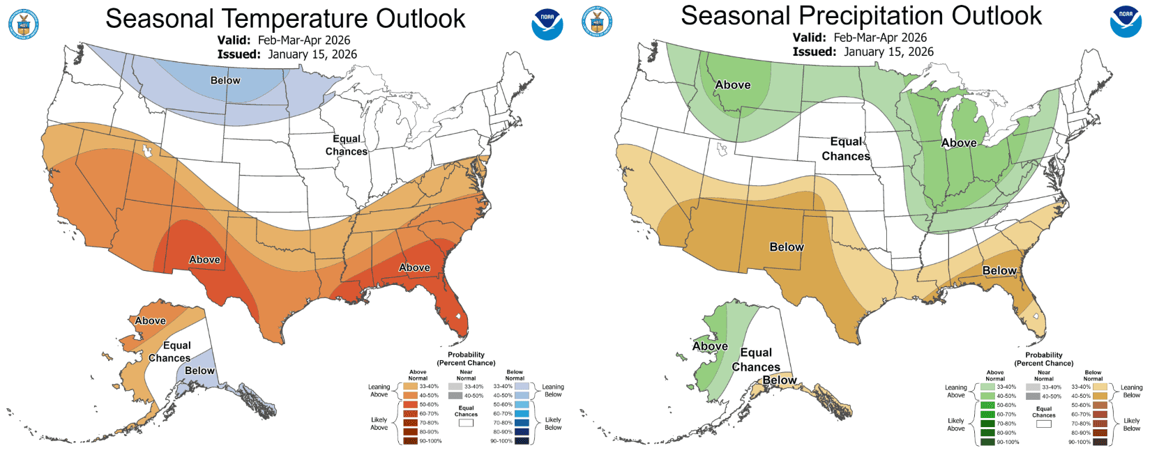 Grasshopper S North American 2025 2026 Snow Season Outlook February NOAA FMA Combined 