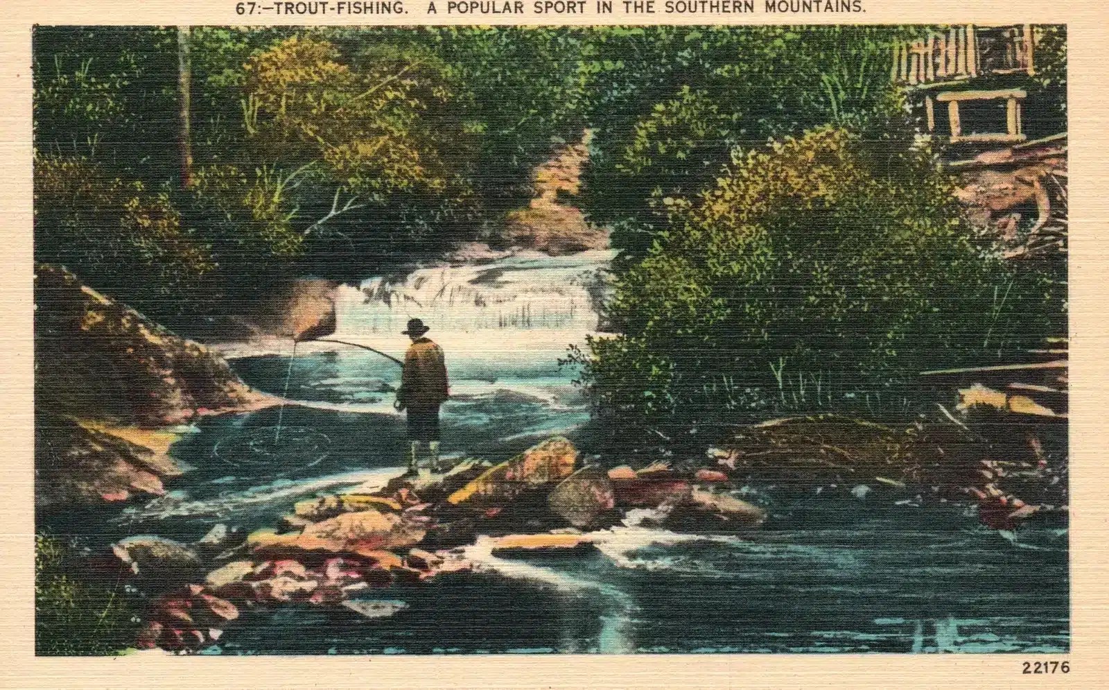 Mr Local History Project Poconos Trout-Fishing-Postcard