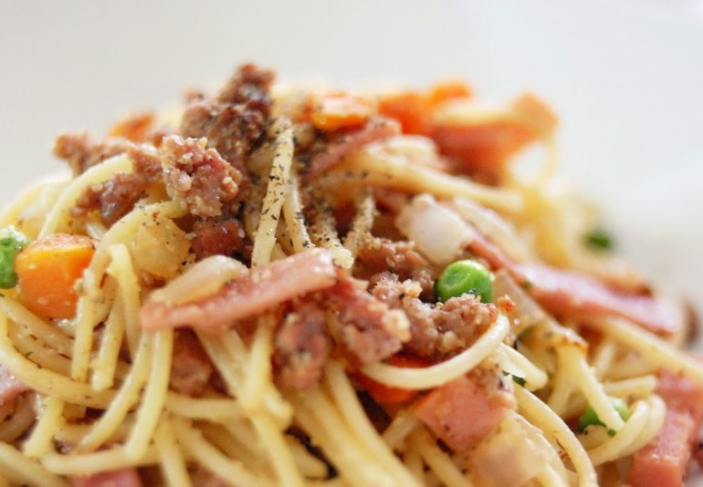 Recipe - Garlic Minced Pork Spaghetti