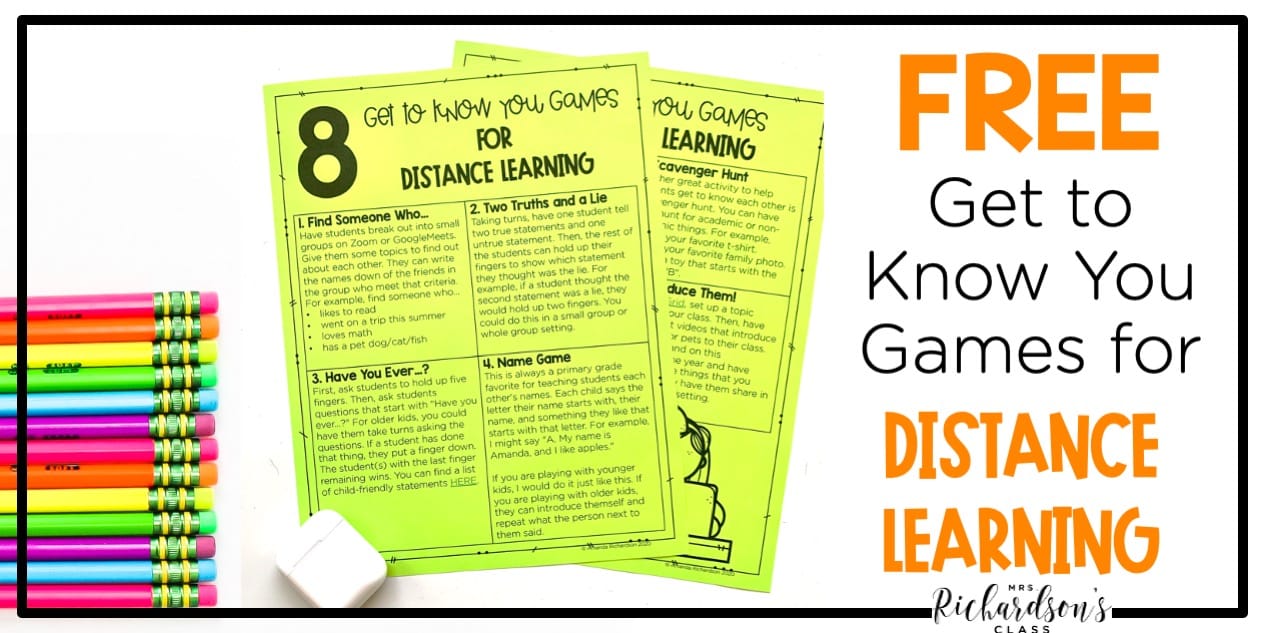 Tell your students that you have a fun game to play today. 8 Get To Know You Games For Distance Learning Mrs Richardson S Class