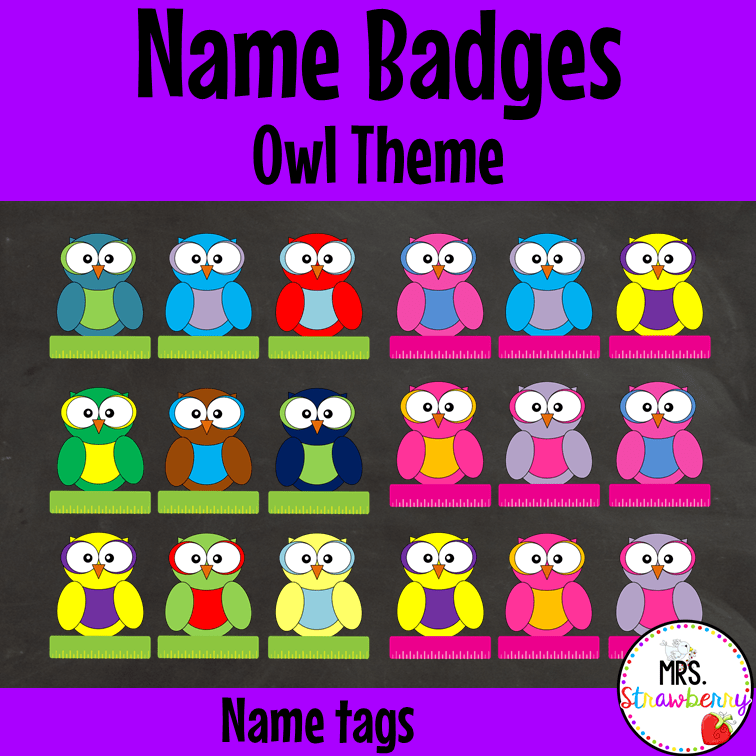 owl theme name tags name labels name badges mrs strawberry