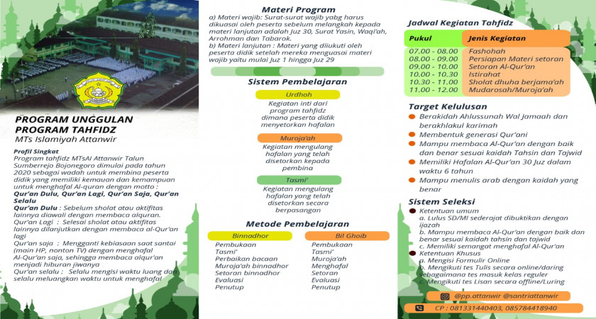 Pembukaan kelas Tahfidz Tahun 2021 | MTs ISLAMIYAH ATTANWIR
