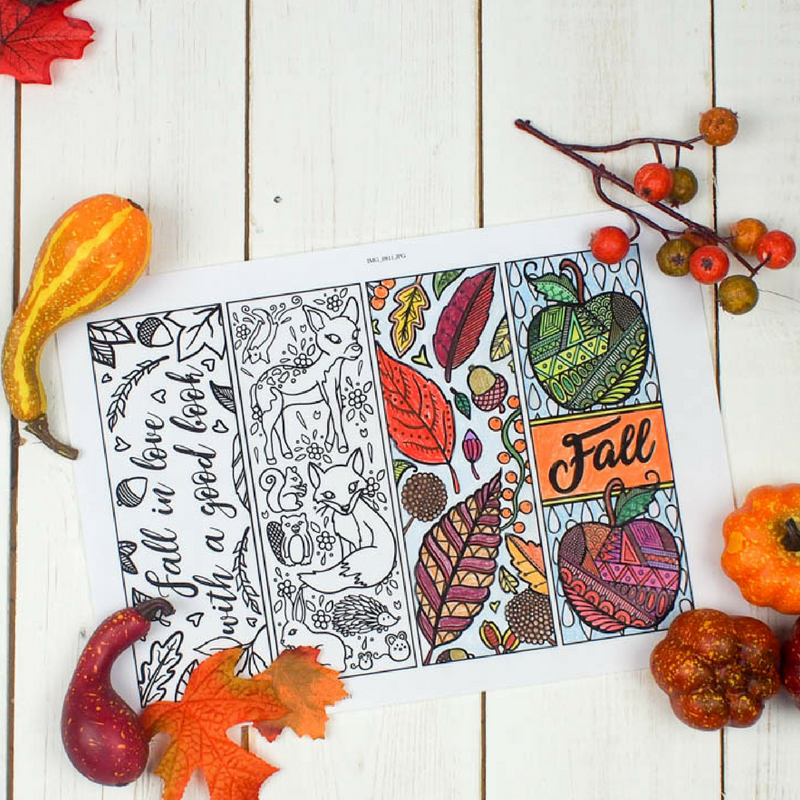 free printable autumn bookmarks to colour mum in the madhouse