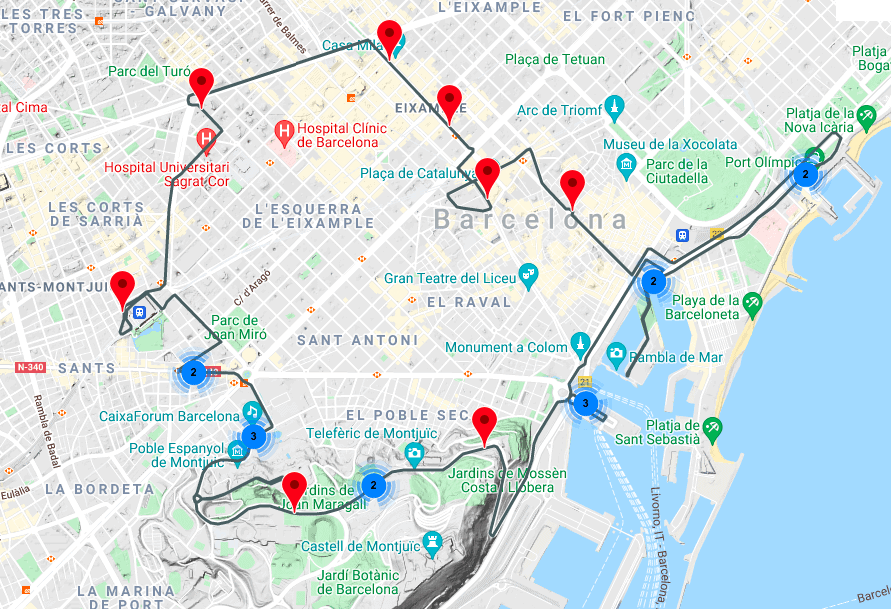 Choose from 1 or 2 days and access 2 routes with stops at the best sites in . Barcelona Sehenswurdigkeiten Karte Barcelona Touristische Landkarte Karte Von Barcelona Sehenswurdigkeiten Katalonien Spanien