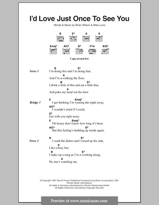First, you'll need to learn the chords for this song: I D Love Just Once To See You The Beach Boys By B Wilson M Love On Musicaneo