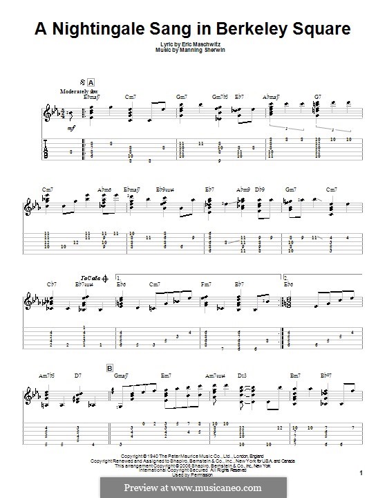 A nightingale sang in berkeley square chords ; A Nightingale Sang In Berkeley Square By E Maschwitz M Sherwin On Musicaneo
